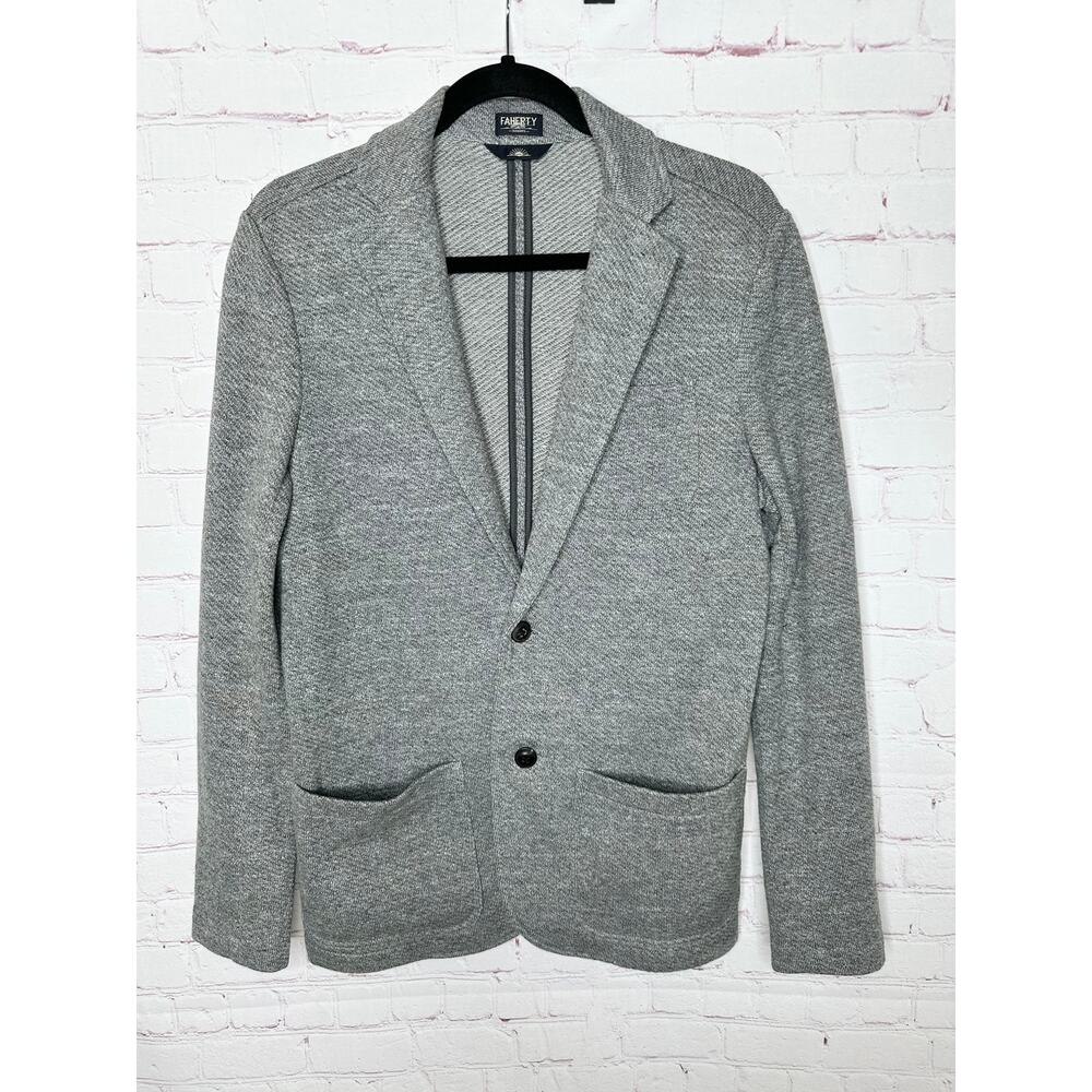Faherty Grey The Inlet Blazer Knit 2 Button Jacket Mens XS Suiting Business